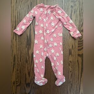 Cozy Pink Star Cookie Pattern Kids Bamboo Footie Pajamas